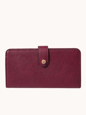 Poppy & Peonies Burgundy Leather Snap Wallet